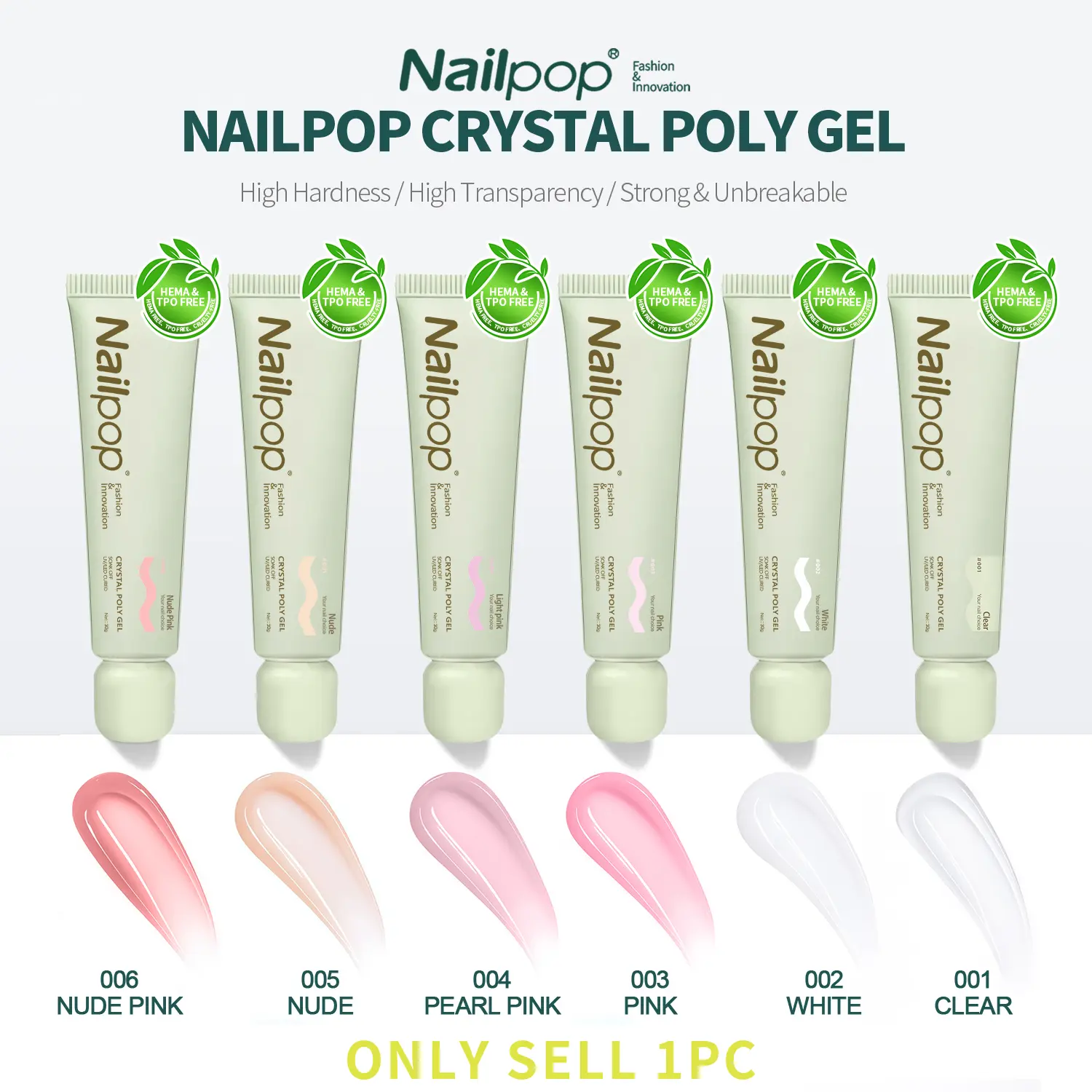 Nailpop 30g Poly Nail Gel, Professional Nail Builder Gel, Fast & Easy Poly Gel for Nail Extensions, Durable & Flexible for Salon & Home Use