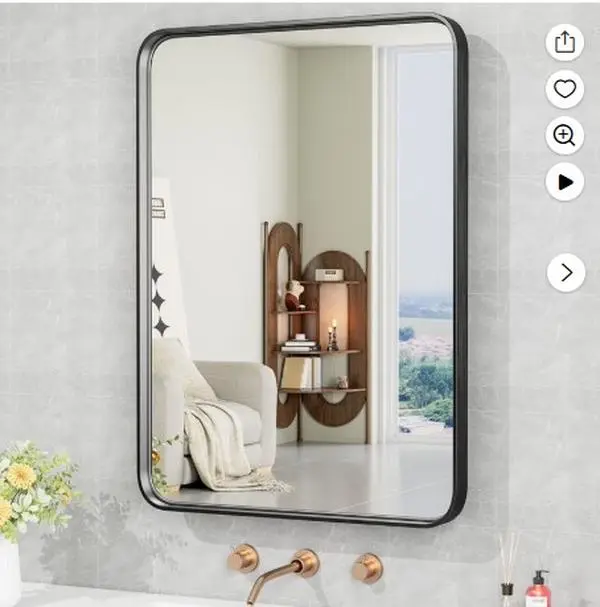 CONCETTA Shatterproof Bathroom Wall Mirror 24" x 36", 22" x 30" Vanity Mirror with Rectangular Metal Frame, Anti-Fog, Black