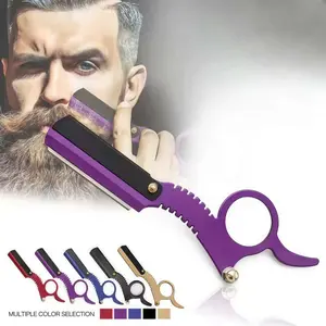 Men's Straight Razor Set, 11pcs/set Including 1pc Shaver Handle & 10pcs Blades for Beard Styling, Straight Edge Manual Razor for Men, Razors Set