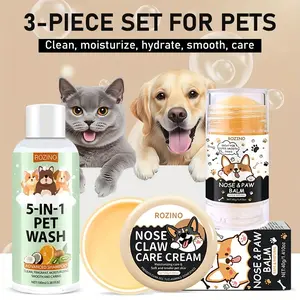 Rozino Pet Care 3-Piece Set - Paw Balm, Nose Cream & Shampoo for Dogs & Cats| Moisturizing Paw Protection, Dry Nose Care & Gentle Cleansing with Natural Ingredients (Paw 40g + Nose 30g + Shampoo 100ml)