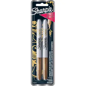 Metallic Permanent Markers, Fine Point, Gold, 2 Count