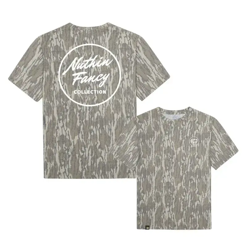 Mossy Oak NUTHIN' FANCYY Original Bottomland Camouflage Camo T-Shirt – Soft & Breathable Tee