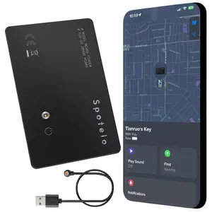 Wallet tracker card rechargeable keysmart smartcard 17mm thin spotminders tracking card works with apple find my ios only for wallet passport phone find my wallet card ip68 waterproof