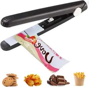 Mini Chip Bag Sealer, Portable Bag Sealer Heat Seal,  Handheld Kitchen Bag Resealer for Chip Bags, Foil Bags, Mylar Bags (Black)