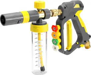 PWACCS Pressure Washer Small No-Dilution Foam Cannon Pro with Short Gun, Power Washer Soap Foam Spray Lance  with 4 Spray Nozzles for Car Wash