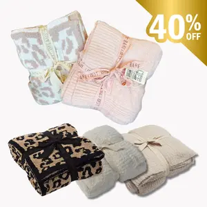 Barefoot Dreams Leopard/Stone/Cream 54x72 Blanket Soft 100% Polyester Cozy Plush for Warmth Relaxing All Season Use Vintage Style Flat Weave Design