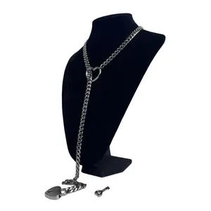 Chic Heart Locker Pendant Necklace With Key Adjustable Y for Women