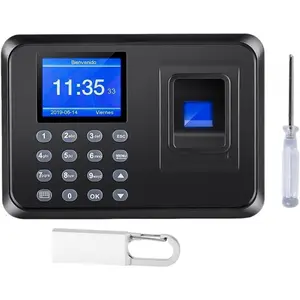Clock in Machine for Employees, 2 in 1 Fingerprint/Digital Attendance, Small Business Automatic Calculate Hours, 0 Monthly Fees Time Clock, Biometric Clock in Machine for Employees with U-Disk