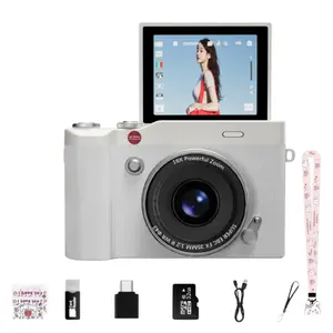 4K Vlogging Camera for Photography 6400W Digital Camera with 180° Flip Screen Fill Light 16X Digital Zoom 32G/64G SD Card Included Compact Point & Shoot Camera for YouTube TikTok Travel Vlogs