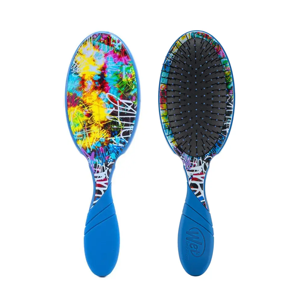 Wet Brush Pro Detangling Brush - Limited Edition Street Art Purple Design with Intelliflex® Bristles, Ergonomic, Reduces Snagging for All Hair Types, Unisex, Ergonomic Design, Finger Rests, Flexible, Hair Extension Users, Removing Snags, Ultra-Soft Bristl