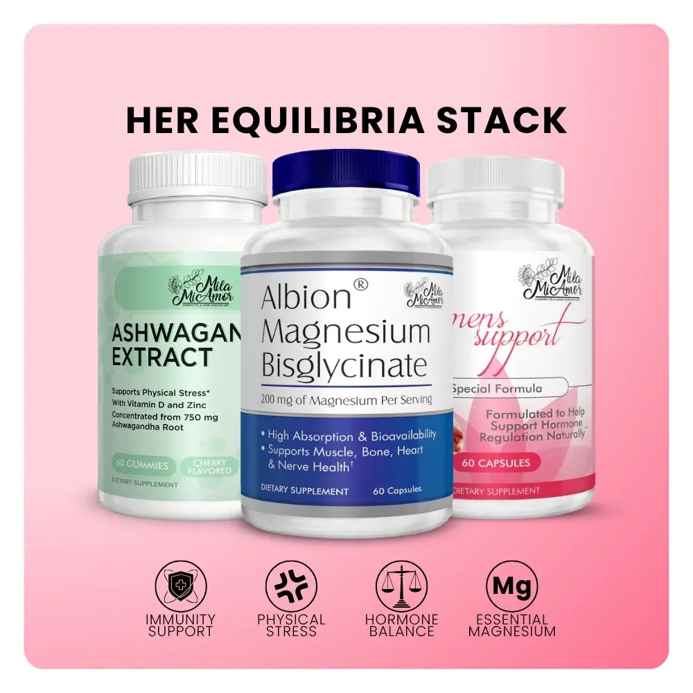 Her Equilibria Stack | Ashwagandha Extract Gummies, Magnesium Bisglycinate, and Women’s Support Formula