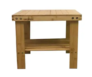 Waterproof Bamboo Shower Bench with Storage Shelf