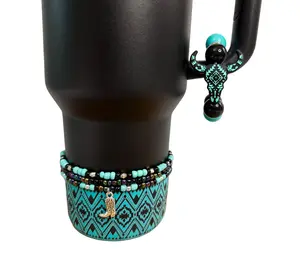 Western | Aztec | Turquoise Tumbler Accessories | Boot | Charm | Straw Topper | Tag | Beaded Bracelet Set