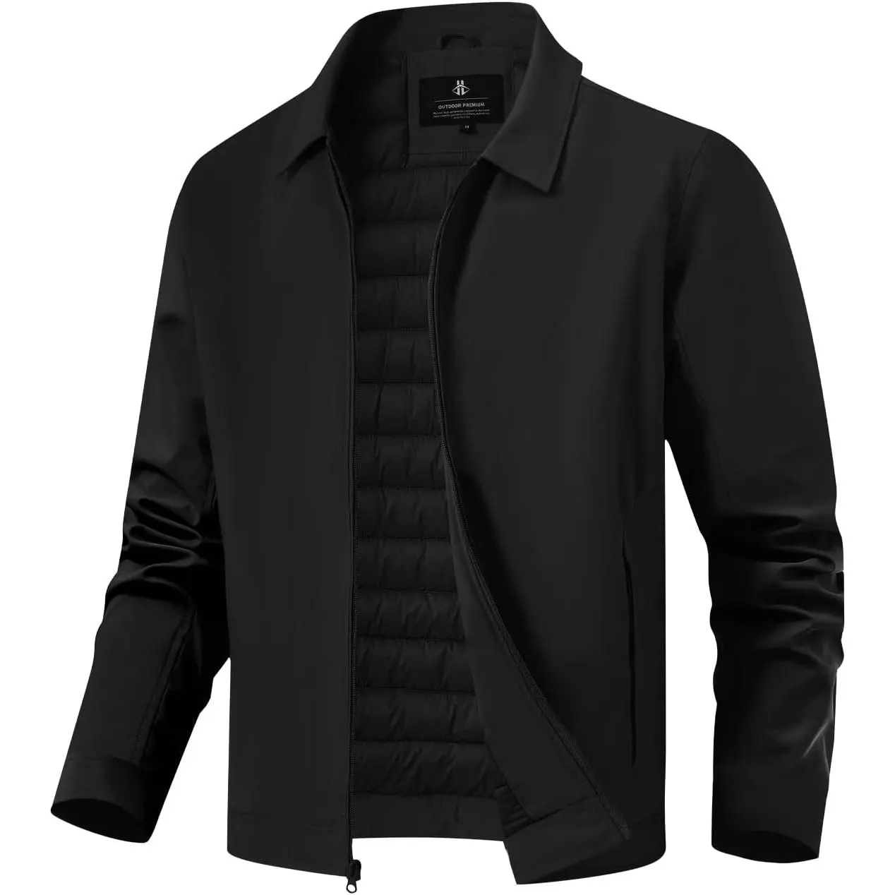 ASPO Men's Winter Classic Polo Jacket - Warm, Water-Resistant, Full-Zip, Lightweight Quilted Stretch Windbreaker with Pockets for Casual Golf Work (Menswear), Tops