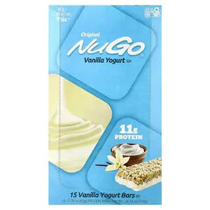 NuGo Nutrition Protein Bars, Vanilla Yogurt, 15 Bars, 1.76 oz (50 g) Each