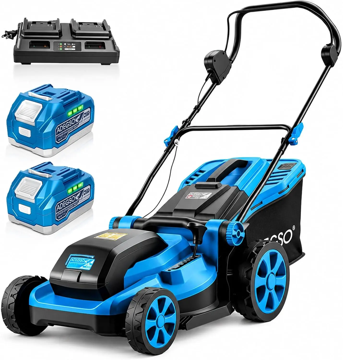 21V Brushless Cordless Electric Lawn Mower - 17-in Ultra-Lightweight Push Walk-Behind with Push Handle, 2x21V 4.0Ah Batteries, Charger, 2-in-1 Mulching Mode, 6-Position Height Adjustment, High-Efficiency Motor for Small Lawns, 6-Position Height Adjustable