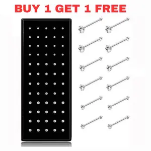 Buy 1 Get 1 FREE, Rhinestone Decor Nose Studs 60 Count - Unisex Nose Piercing Jewelry for Men & Women, tarnish free jewelry, fine studs, gf gifts