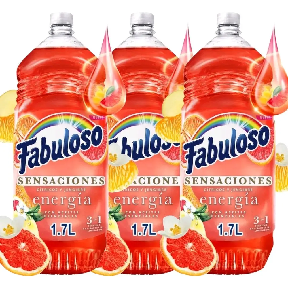 Limpiador Líquido Multiusos Fabuloso Sensaciones Energia Citricos y Jengibre 1.7L