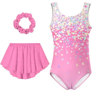 L-PGCS024    Idgreatim Girls Gymnastic Leotard Ballet Dance Dress Outfit with Removable Skirt Hair Scrunchie Combo 4-11 Years