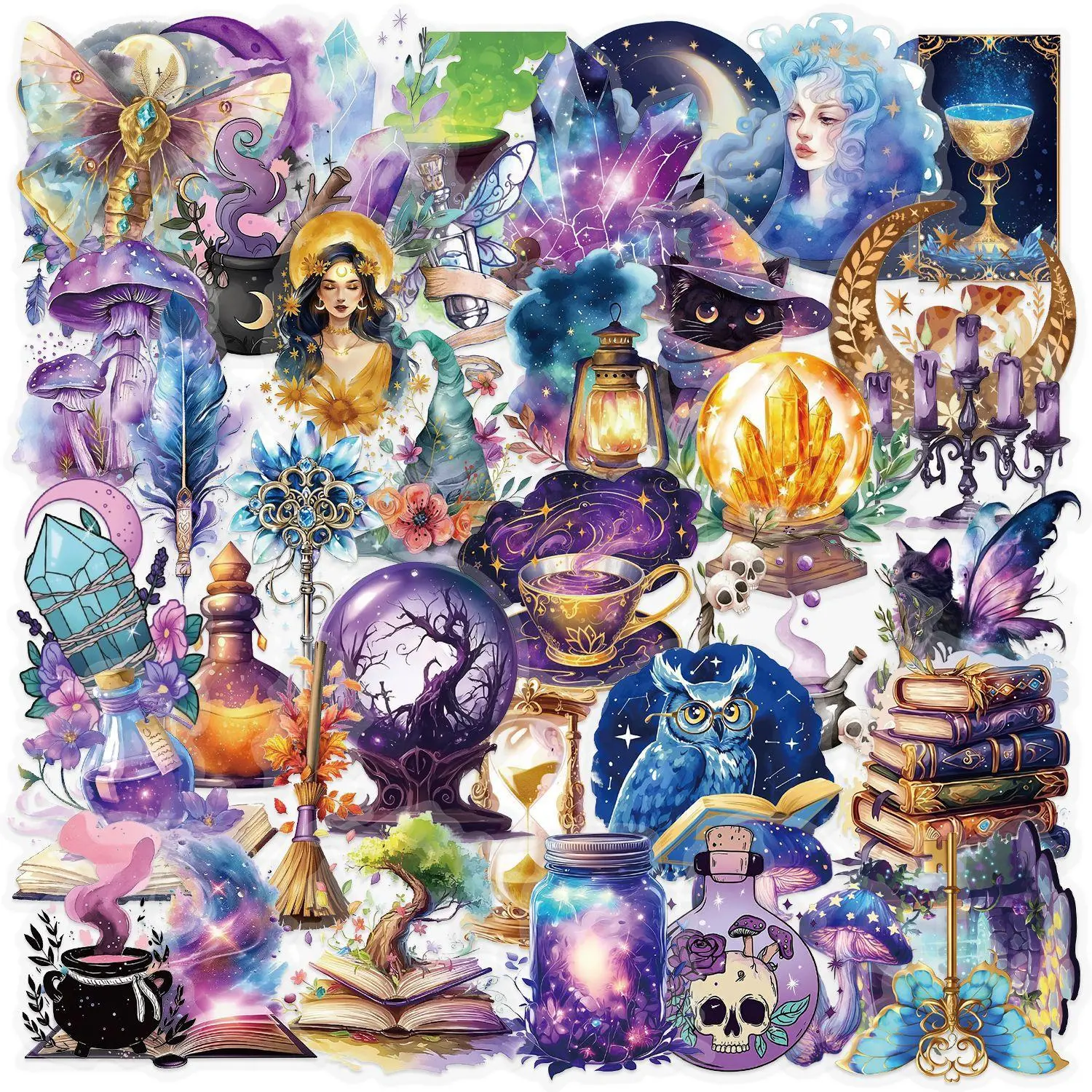 Magic Series Sticker, Sticker Packs, Sticker Collage Pack, Decorative Stickers, 50/1000pcs Creative Cartoon Pattern Decorative Decals, Waterproof Self Adhesive Decor Paper for Gift Greeting Card & Water Bottle & Laptop, Ornaments