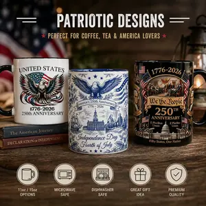 250th Anniversary Patriotic Coffee Mug | 1776 2026 Independence Day Gift | USA America Ceramic Cup