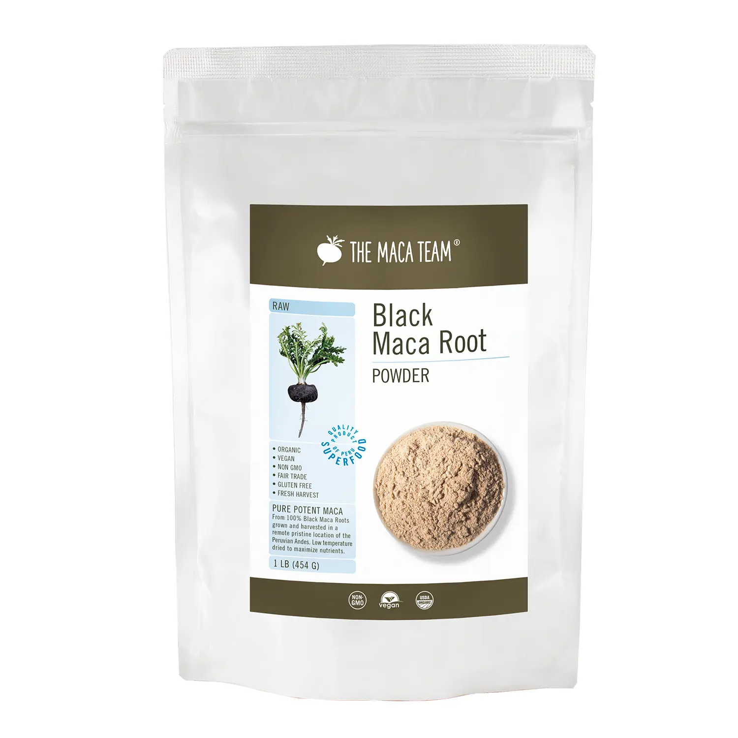 Organic Raw Black Maca Powder, 1 lb