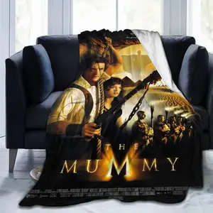 The Mummy Movie Theme Print Flannel Blanket - Soft and versatile for all seasons, perfect for sofas, beds, offices and travel Cozy