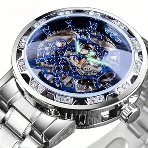Luxury Men’s Automatic Mechanical Stainless Steel Watch Business Hollow Skeleton