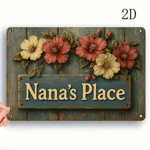 2D, 1pc, "Nana'S Gift", Metal Iron Painting, Rustproof and Waterproof, Multi-purpose, Perfect for Coffee shop, Bedroom and Farmhouse Decoration 7.8 inches x 11.8 inches, metal Signs 8*12In(20*30Cm)
