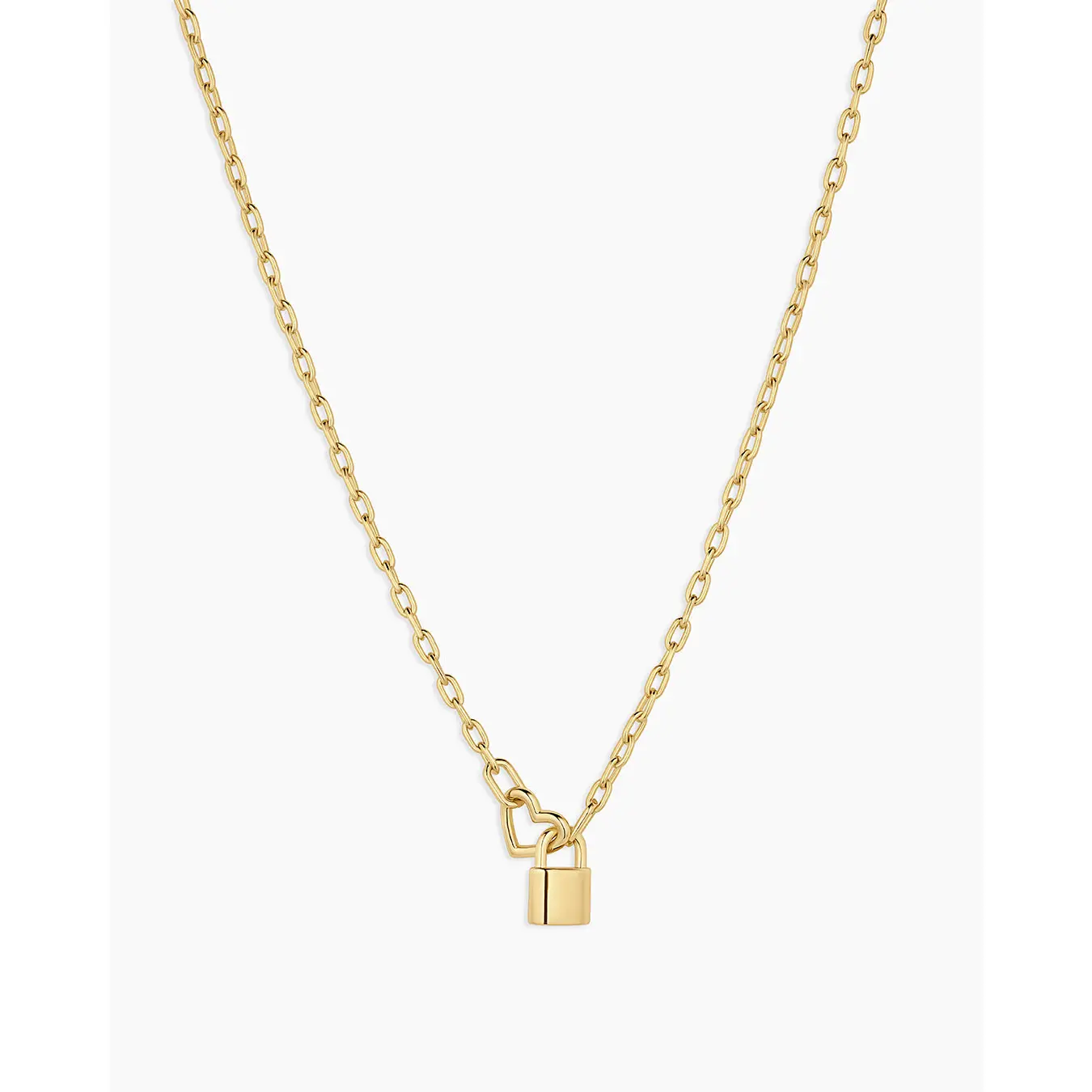gorjana – Heart Padlock Interlocking Necklace – 18K Gold-Plated Chain with Padlock & Heart Charm – Romantic & Layerable Jewelry