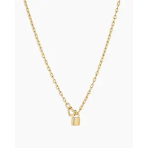 gorjana – Heart Padlock Interlocking Necklace – 18K Gold-Plated Chain with Padlock & Heart Charm – Romantic & Layerable Jewelry