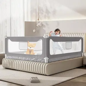 Toddler Nursery Bed Safety Guardrail - Stable, Anti-Collision Restraint System with Breathable Mesh, Fits Twin, Full, Queen & King Beds (3 Sides for Queen Size, 78.74x78.74x59 in), Bed Restraint System