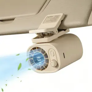 Mini Waist Clip-on Fan – 100 Speeds,Portable Fan Rechargeable,Strong Clamp & 360 °   Rotation, LED Display – Hands-Free Cooling for Cars, Work, Camping, Stroller & Travel(khaki,White)