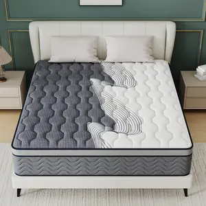 MULINATURE 12"/14" Dual Firmness Mattress Hybrid Medium Firm/Soft - Full Queen King Size Memory Foam with Lumbar Support & Pocket Springs, Motion Isolation