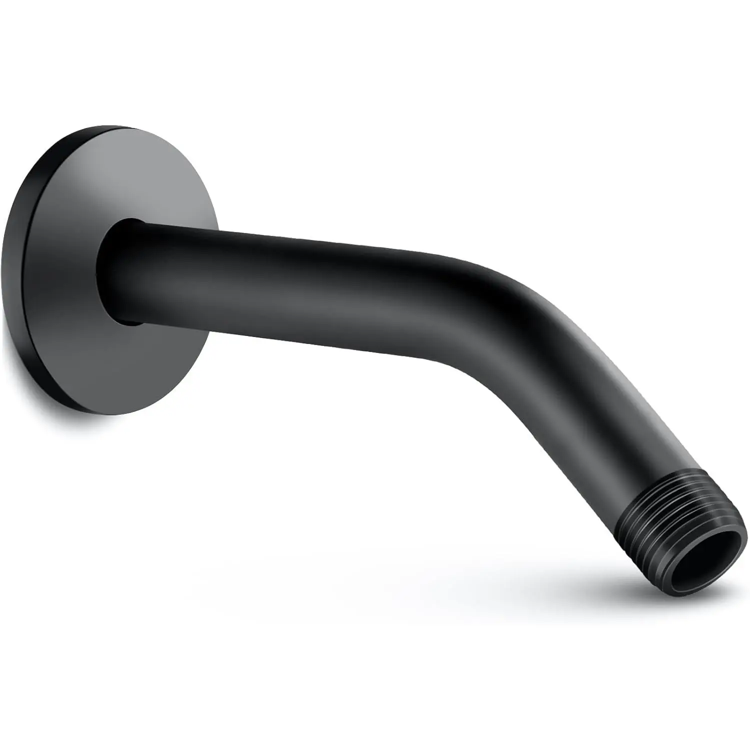 Shower Arm with Flange and Teflon Tape, 6-Inches Wall Mounted Shower Pipe Arm Extension for Fixed Shower , Matte Black