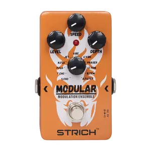 STRICH MODULAR 11-Mode Modulation Guitar Effect Pedal with Chorus, Phaser, Tremolo, Flanger, Vibrato, Auto Filter for Electric Guitar, True Bypass, Orange