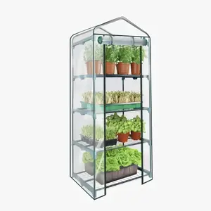 4-Tier Mini Greenhouse for Outdoors & Indoors, 63" Tall Small Greenhouse with Clear PVC Cover & Sturdy Steel Frame, Portable Green House Tent for Seed Starting, Growing Plants, Herbs and Flowers