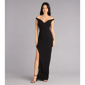 Alianna Crepe High Slit Formal Dress