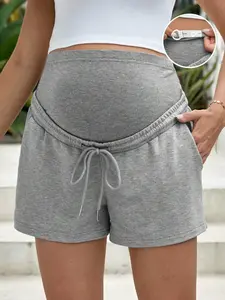 SHEIN Maternity Drawstring Waist Slant Pocket Shorts