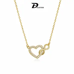 Memorial Day Gifts Dainty Heart Infinity Necklace  Gold Plated Aesthetic Jewelry for Women, Minimalist Daily Wear Chain, Perfect Birthday Anniversary Gift for Her, Trendy Sparkly Pendant, Elegant Accessories for Girls.