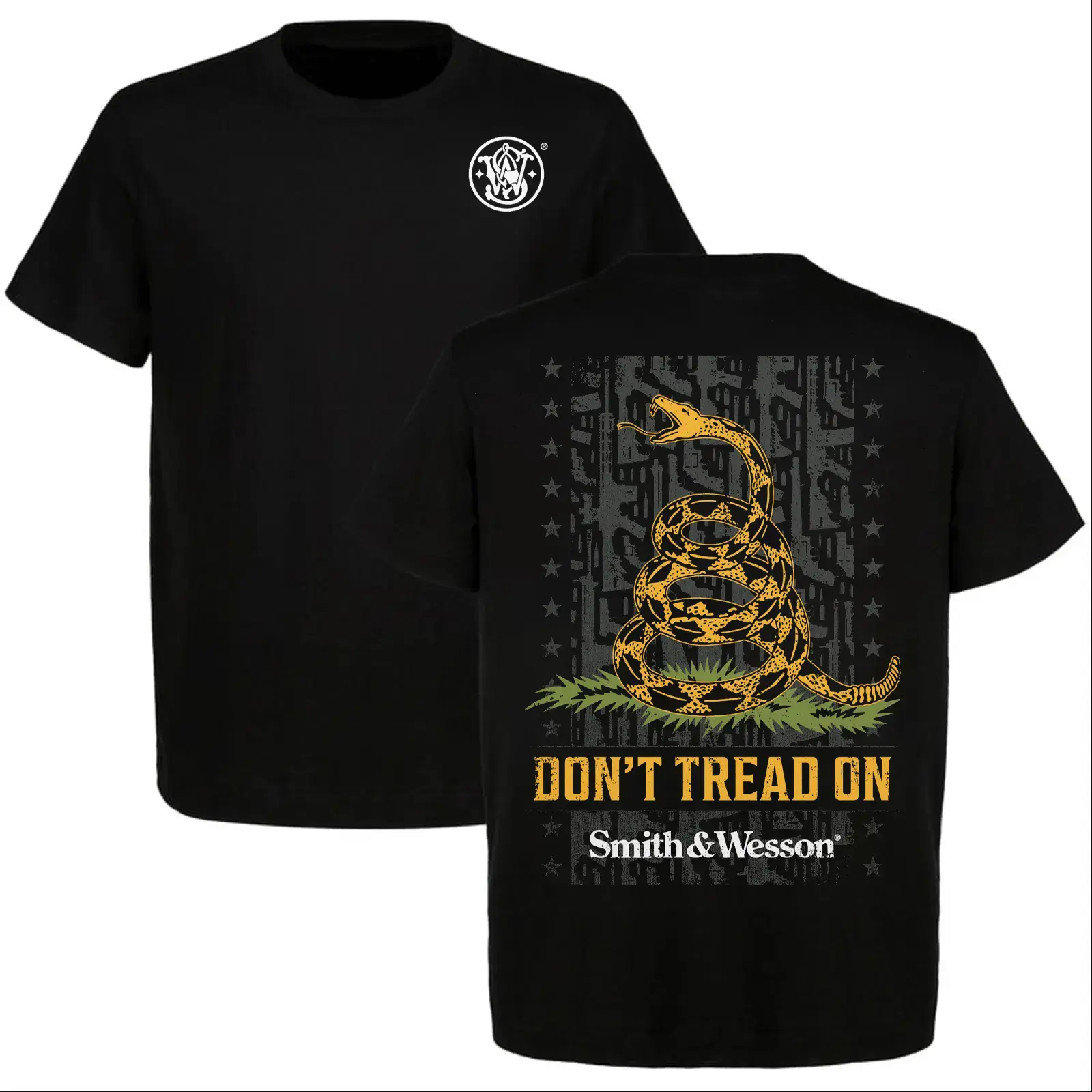 Smith & Wesson Patriotic Snake Graphic T-Shirt, Don't Tread On Me Tee, Tactical Style, Made in USAMen’s Premium Graphic Tee