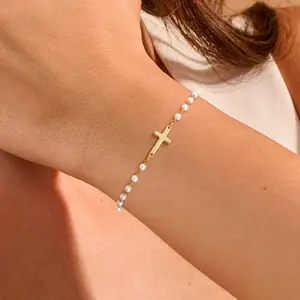 Tewiky Greenish Spring Jewelry Bracelets Simple Cross Pendant  Dainty Simple TinyCross Bracelet For Women Girls For Gift All-match & Exquisite Jewelry gift ,Easter,Fashion Items Holiday gifts