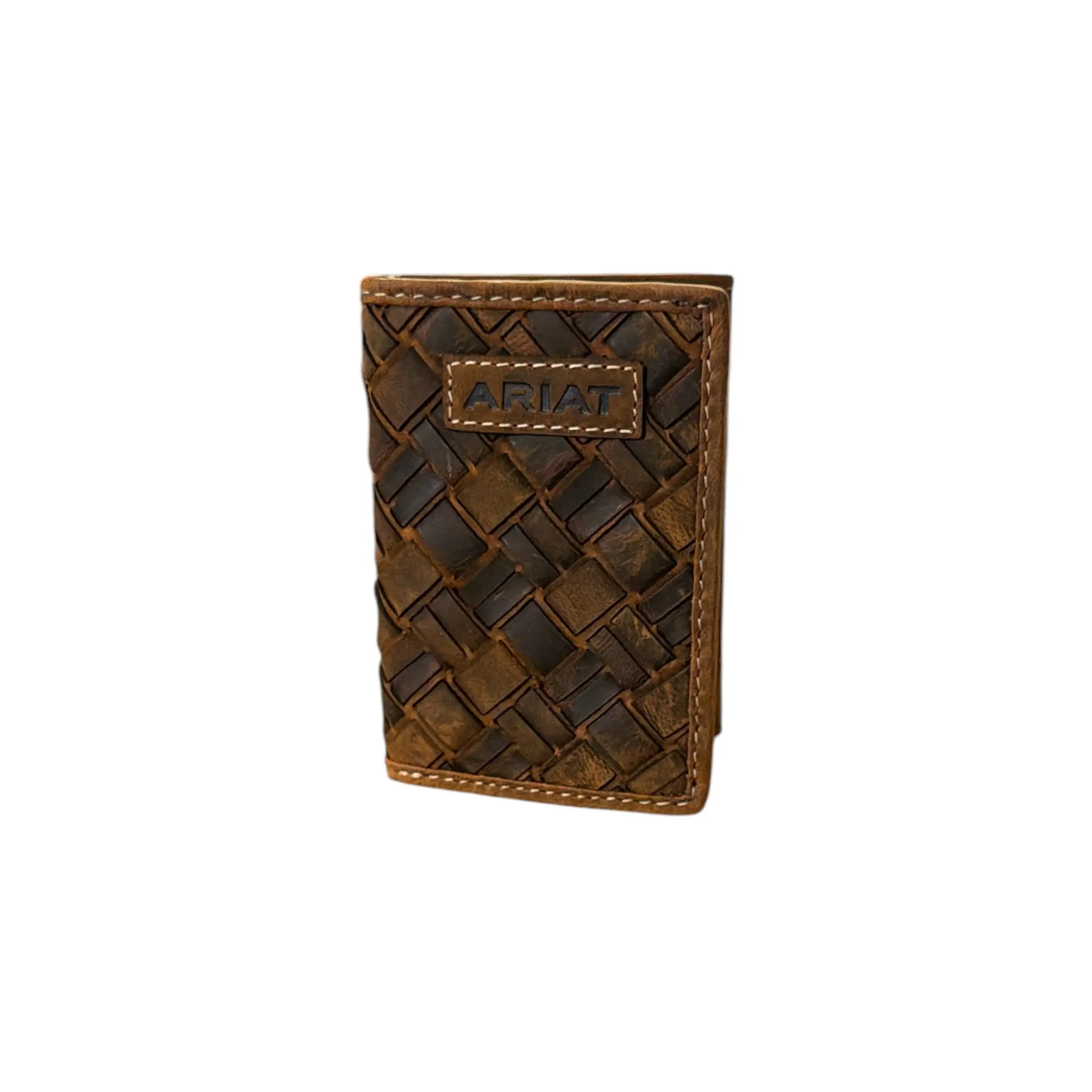 =%2= Men’s Basket Weave Leather Trifold Wallet-=%2=-=%2=-=%2= men=%2= trifold wallet ariat men