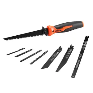 VEVOR Jab Saw 6 in Keyhole Saw with Soft Grip Handle 8-In-1 Multi-Blades for Drywall