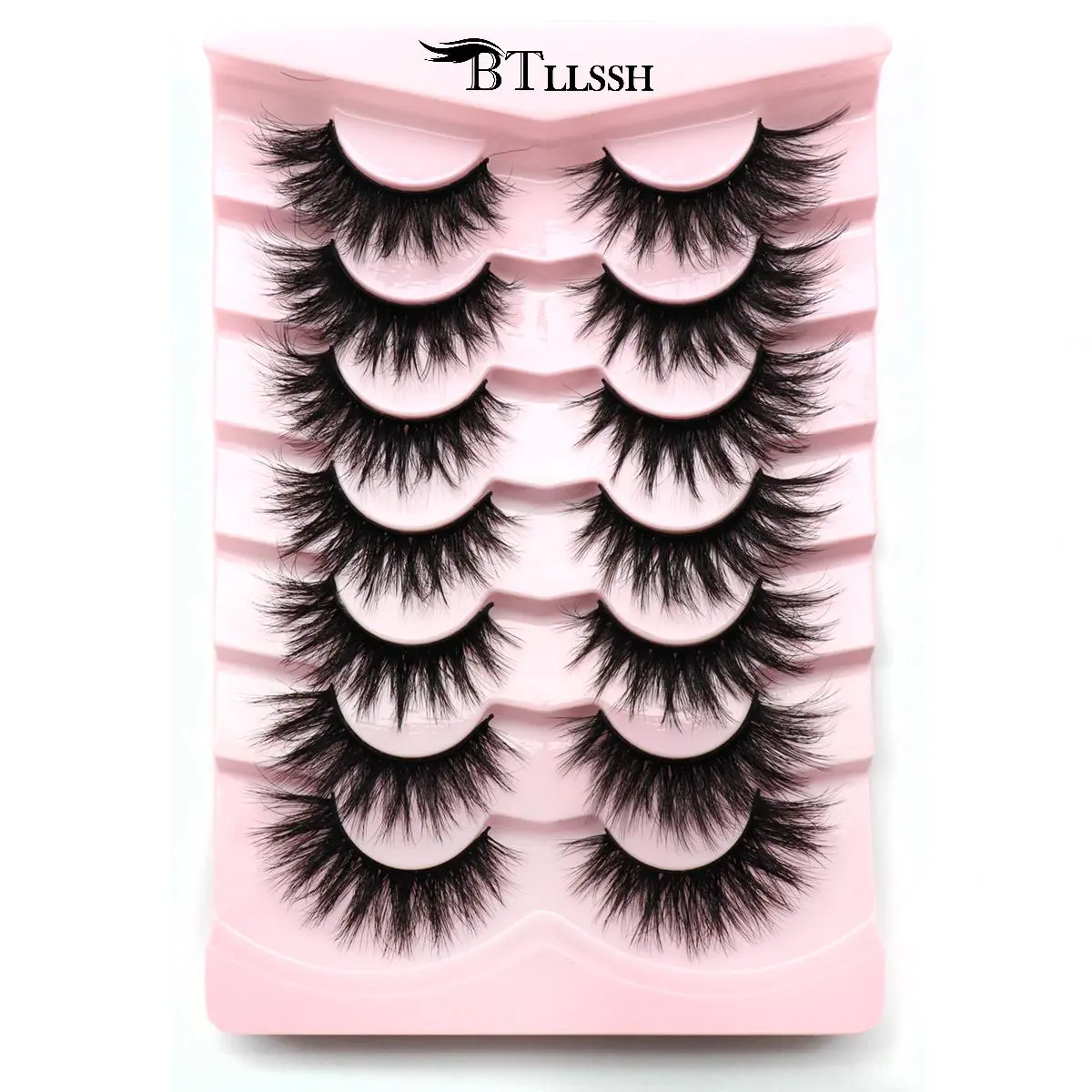 7 Pairs Fluffy Strip False Eye Lashes, Thick Curling Faux Eyelashes, High Quality Eyelashes, Portable Eye Makeup Tool for Women & Girls, Longer Looking Lashes, Fake Lashes, Cosmetic