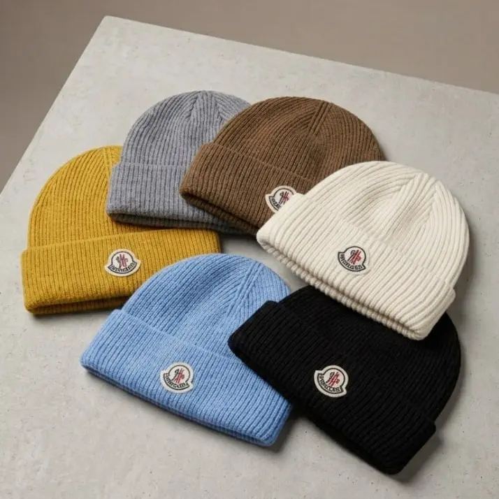Moncler Winter Knit Beanie Hat for Men & Women - Warm Ribbed Skull Cap