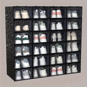 15PCS Large Transparent Shoe Box Shoe Storage Box Stackable Shoe Organizer Space-saving Foldable Shoes for Closets Sneaker Container Storage Box Find Shoe Storage Box in One Second Household New Year New Year Shoe Storage Box