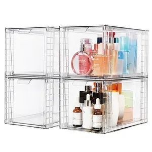 [Video Only] Vtopmart 6-8 Pack Large Stackable Storage Drawers, Easily Assemble Acrylic Bathroom Closet Undersink Organizers and Storage, Plastic Bins for Kitchen Cabinets, Pantry, Makeup, Medicine Organization,New Year Prep