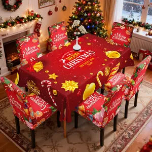Christmas table and chair decoration, Merry Christmas red background candy cookie decoration, easy to disassemble, suitable for restaurant and hotel chair decoration, perfect Christmas gift, Christmas Ornaments
