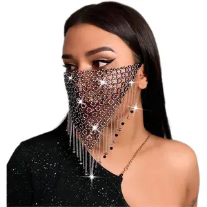 Sparkly rhinestones face masks crystal mesh masks metal rhinestones masquerade mask halloween rave for women and men